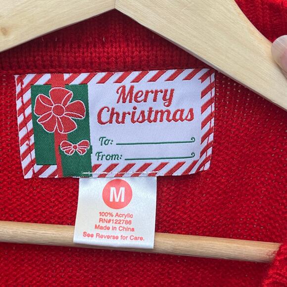 Christmas Cardigan Holiday Ugly Sweater Button Down Embroidered GrandmaCore M - Picture 3 of 8